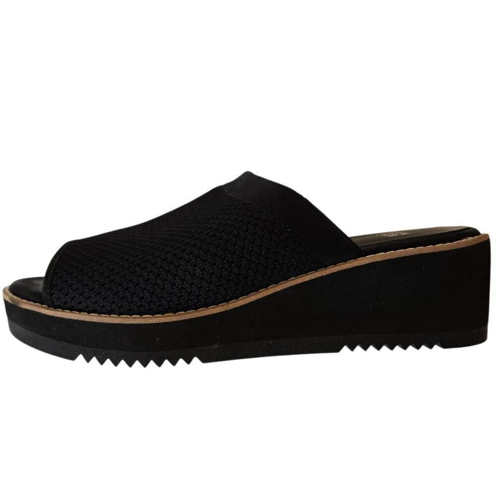 Eileen Fisher Telly Recycled Stretch Knit Black Wedge Sandal Size 8.5